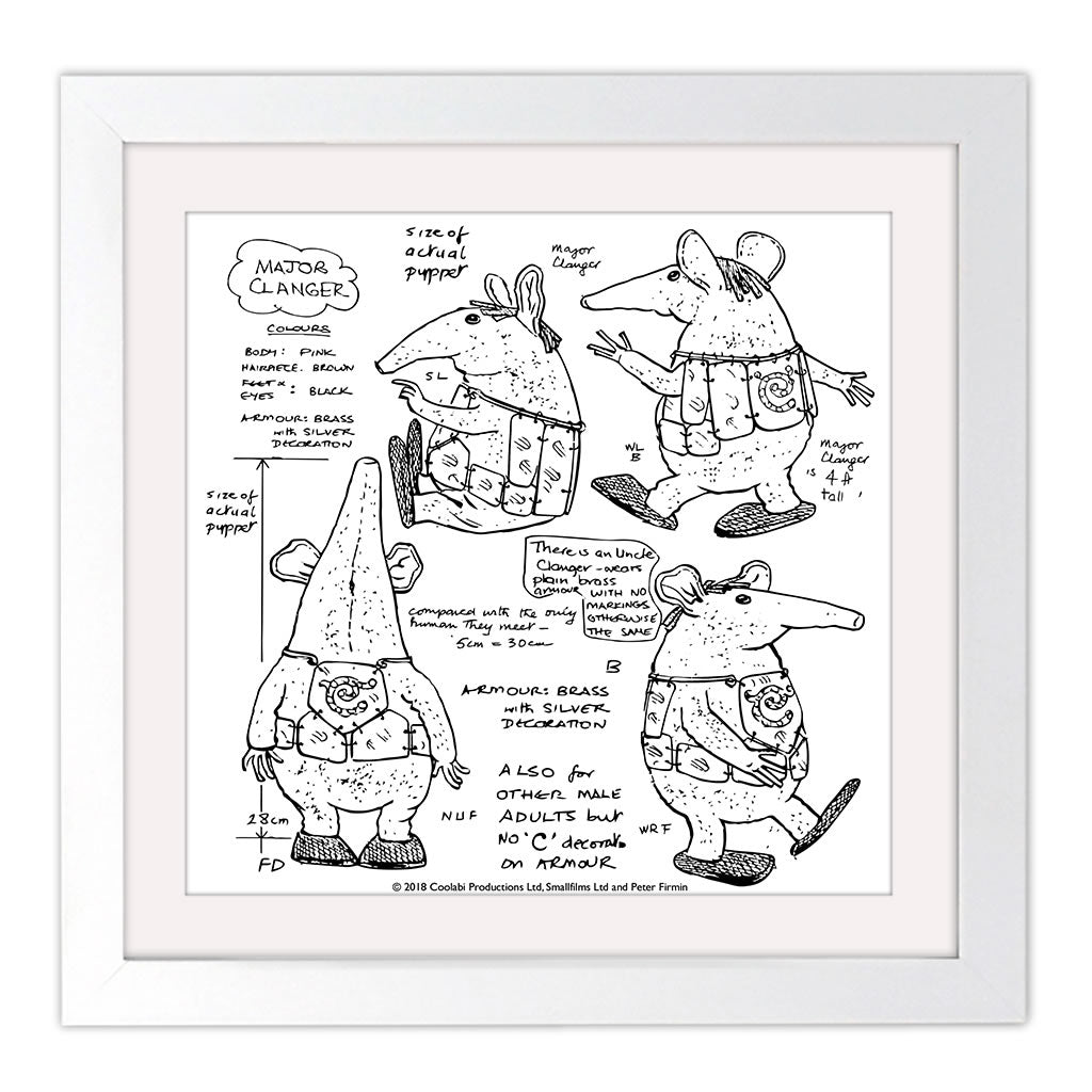 Clangers Square White Framed Art Print