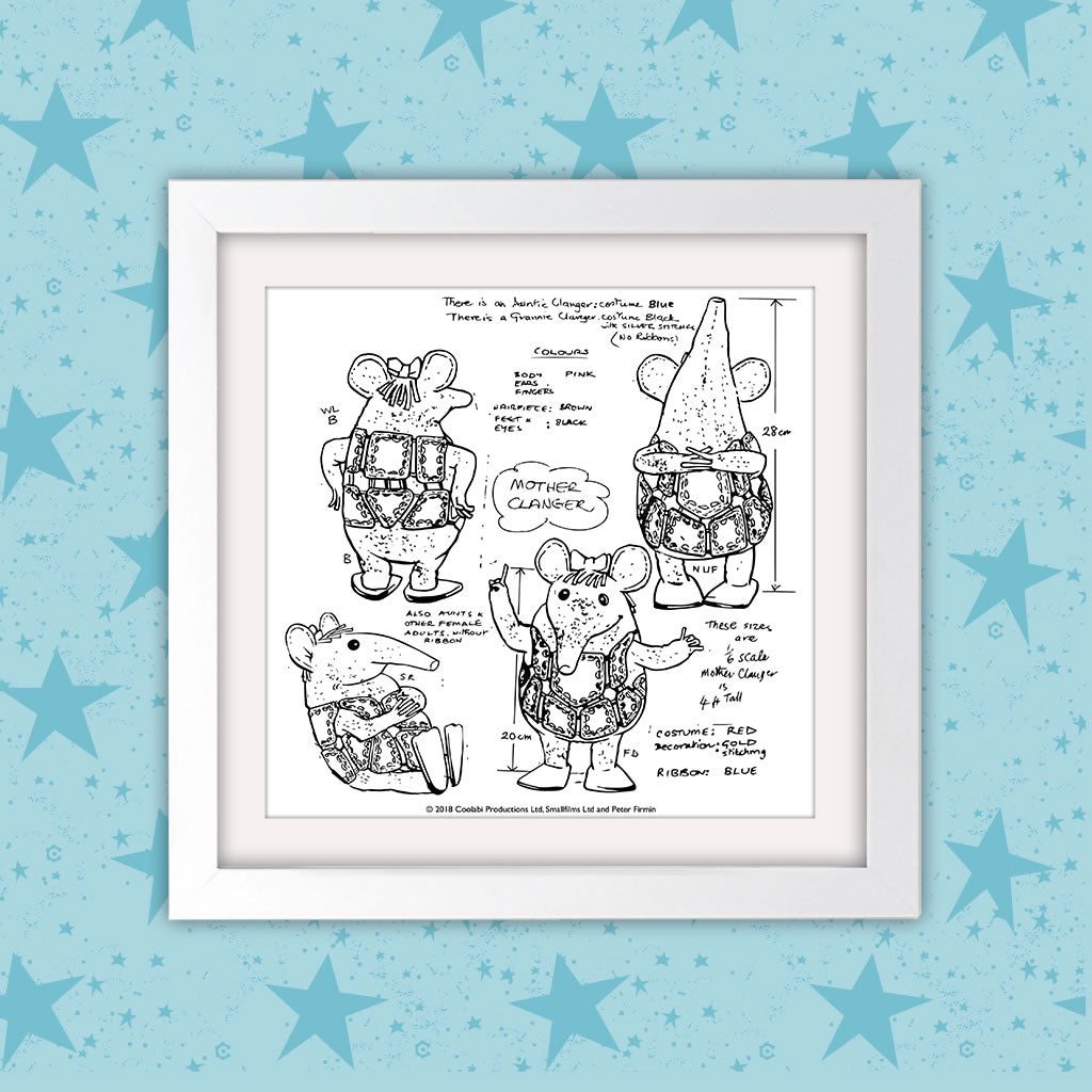 Clangers Square White Framed Art Print (Lifestyle)