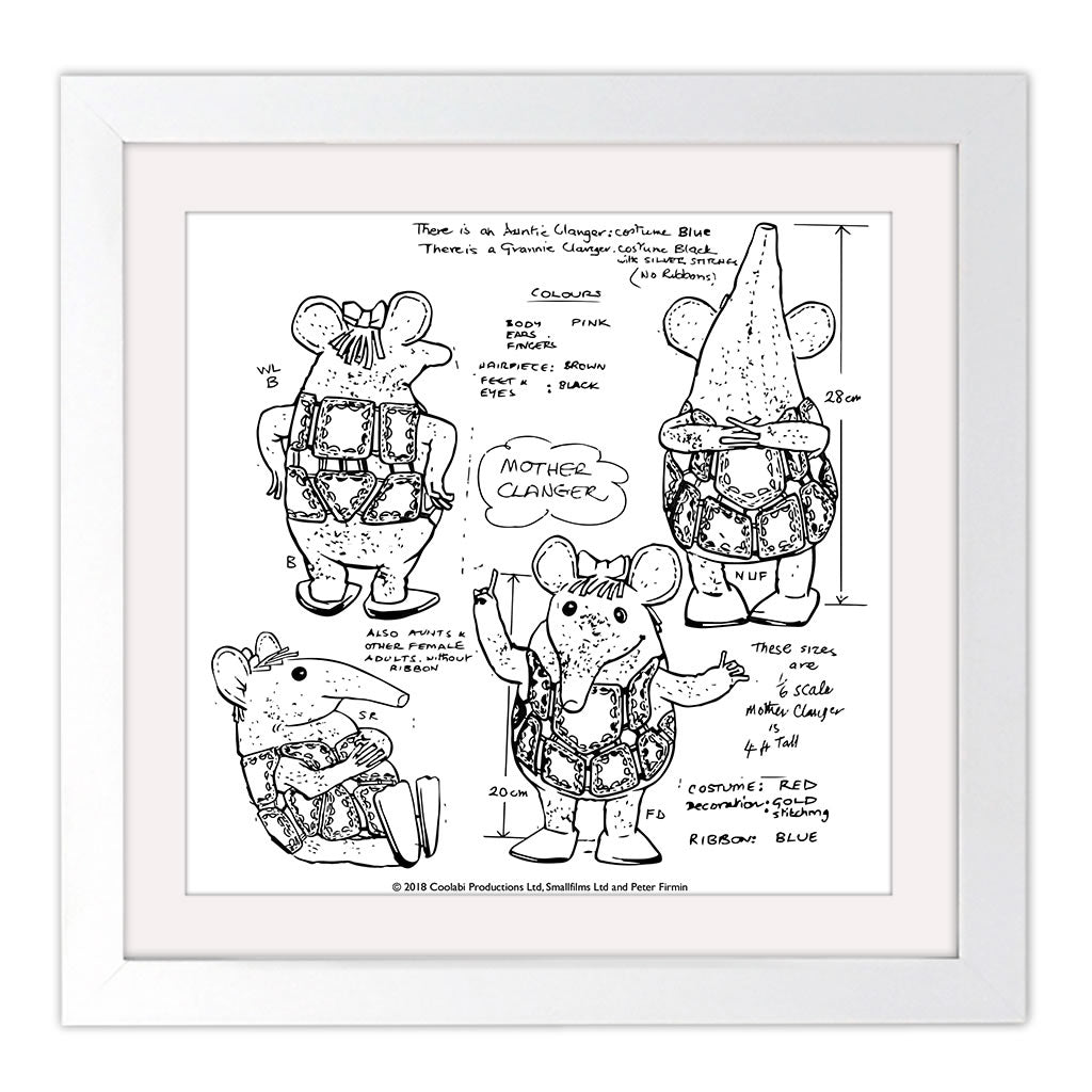 Clangers Square White Framed Art Print