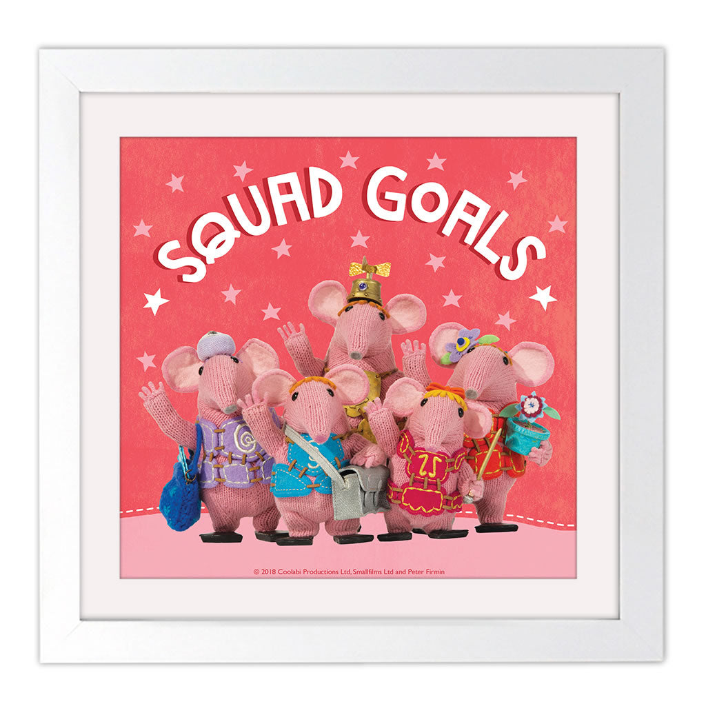 Squad Goals Clangers Square White Framed Art Print