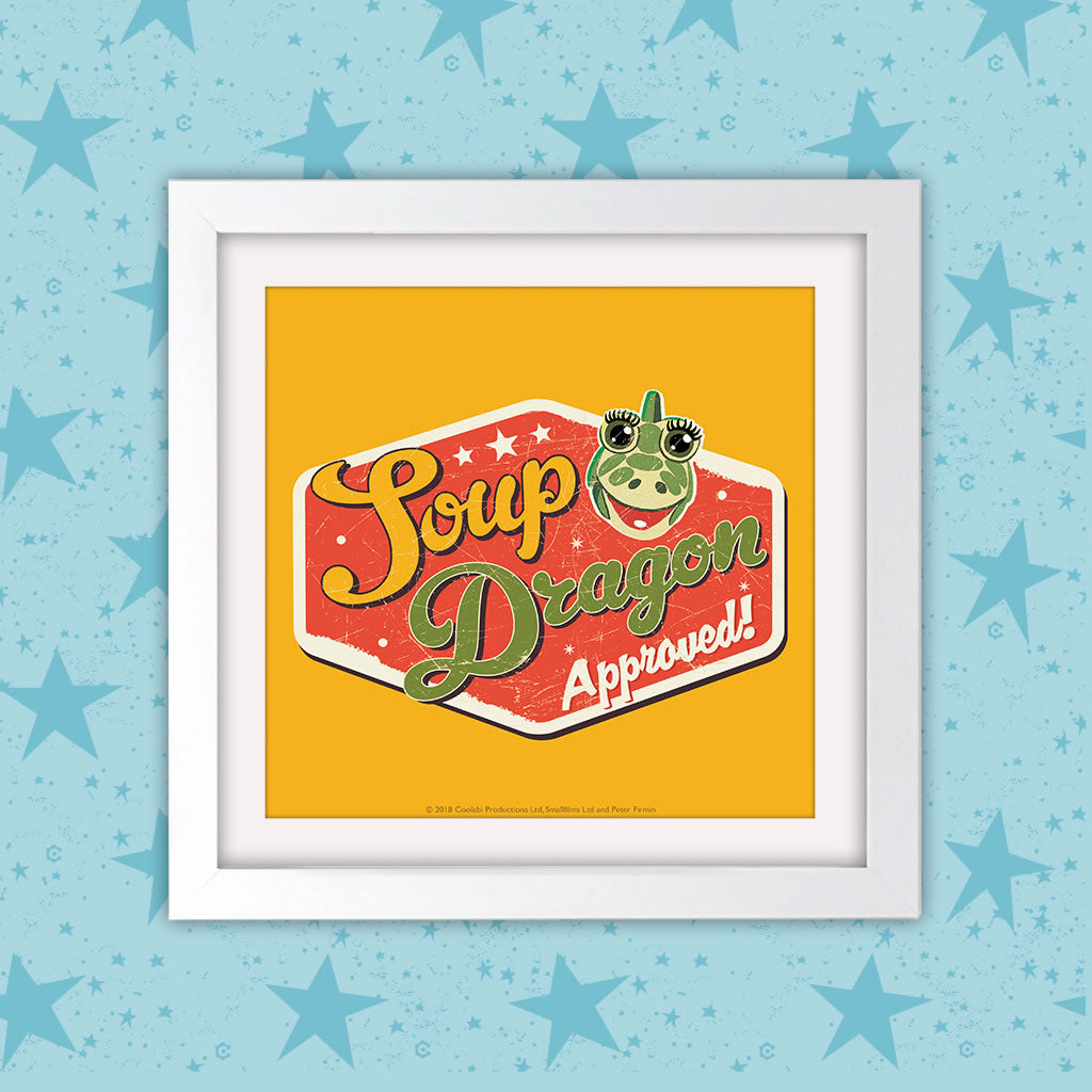 Soup Dragon Clangers Square White Framed Art Print (Lifestyle)