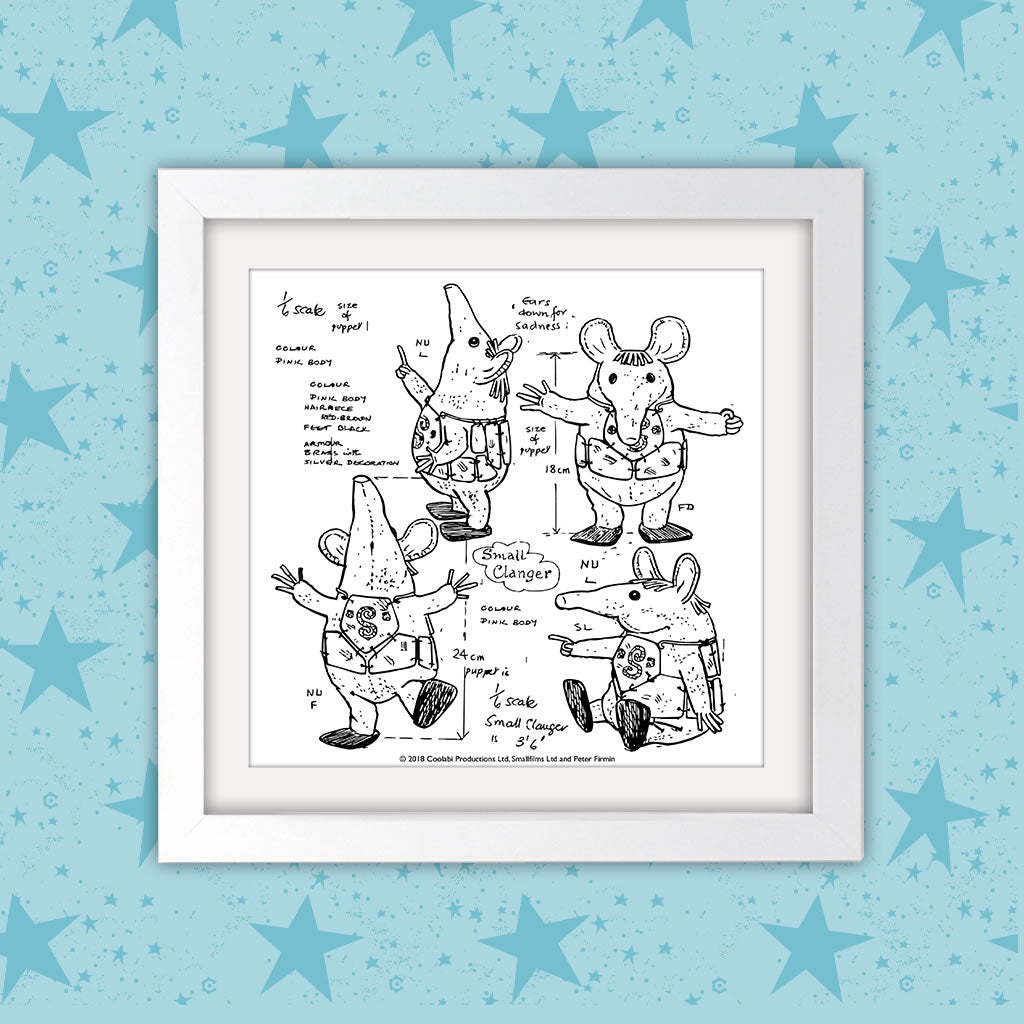 Clangers Square White Framed Art Print (Lifestyle)