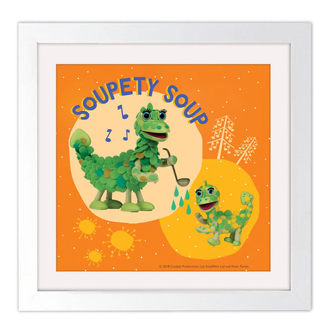 Soupety Soup Clangers Square White Framed Art Print