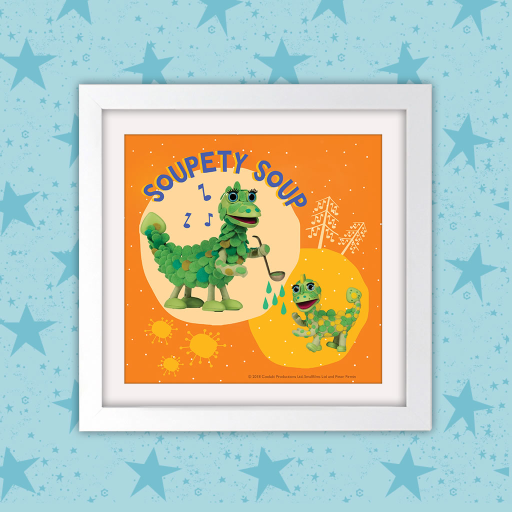 Soupety Soup Clangers Square White Framed Art Print (Lifestyle)