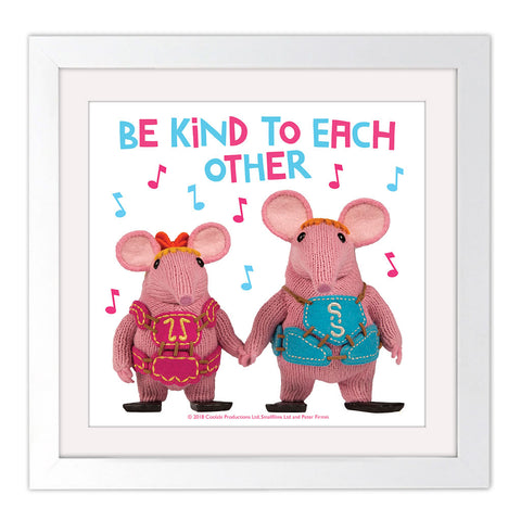 Be Kind Clangers Square White Framed Art Print